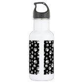 Muster von Paws, Paw Prints, Schwarz und Weiß Edelstahlflasche (Rückseite)