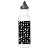 Muster von Paws, Paw Prints, Schwarz und Weiß Edelstahlflasche (Links)