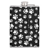Muster von Paws, Paw Prints, Schwarz und Weiß Flachmann (Rückseite)