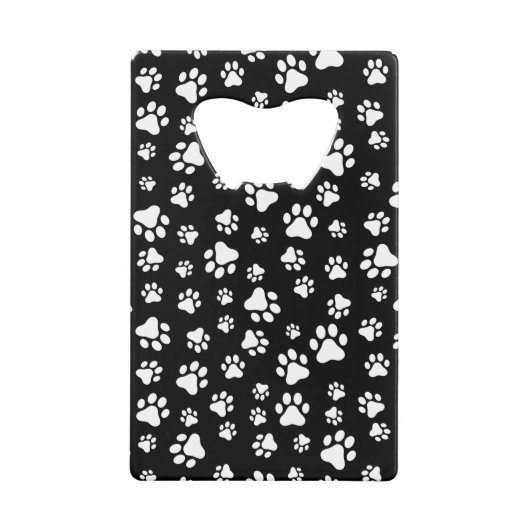 Muster von Paws, Paw Prints, Schwarz und Weiß Geldbeutel Flaschenöffner (Vorderseite)