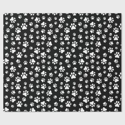 Muster von Paws, Paw Prints, Schwarz und Weiß Geschenkpapier (Flach)