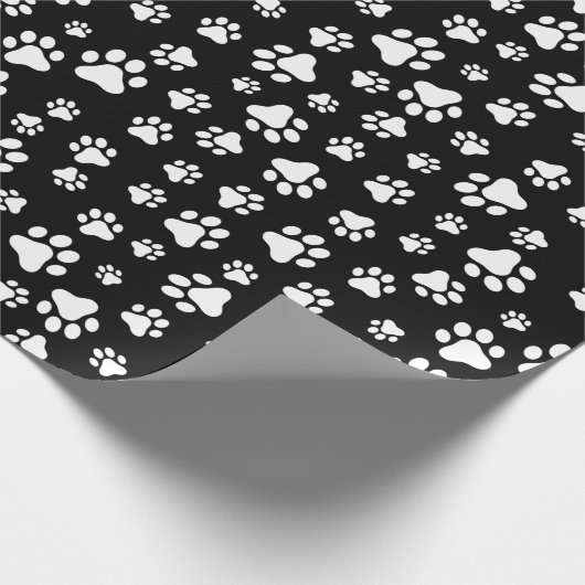Muster von Paws, Paw Prints, Schwarz und Weiß Geschenkpapier (Ecke)