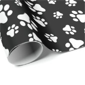 Muster von Paws, Paw Prints, Schwarz und Weiß Geschenkpapier (Rolleneckpunkt)