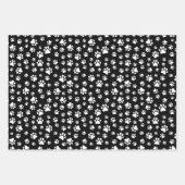 Muster von Paws, Paw Prints, Schwarz und Weiß Geschenkpapier Set (Vorderseite)