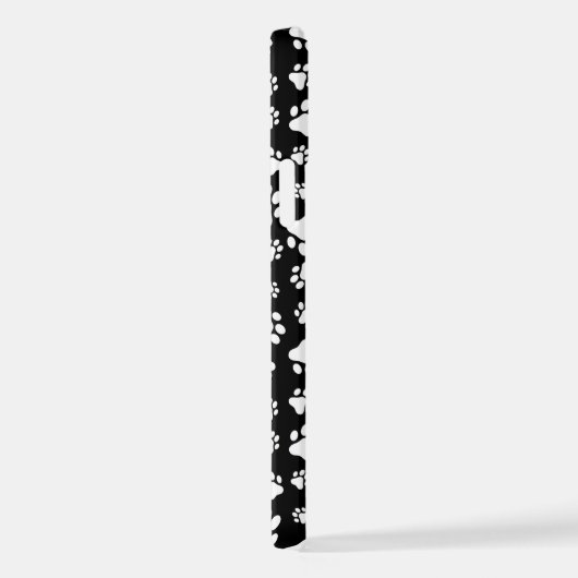 Muster von Paws, Paw Prints, Schwarz und Weiß iPhone Hülle (Rechte Seite)