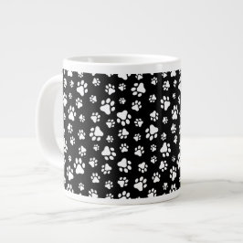Muster von Paws, Paw Prints, Schwarz und Weiß Jumbo-Tasse