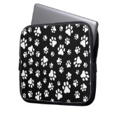 Muster von Paws, Paw Prints, Schwarz und Weiß Laptopschutzhülle (Vorderseite Links)