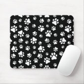 Muster von Paws, Paw Prints, Schwarz und Weiß Mousepad (Mit Mouse)