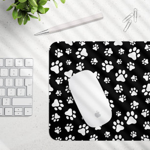 Muster von Paws, Paw Prints, Schwarz und Weiß Mousepad