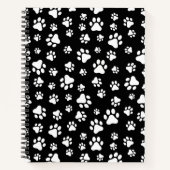 Muster von Paws, Paw Prints, Schwarz und Weiß Notizblock (Vorderseite)