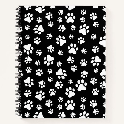Muster von Paws, Paw Prints, Schwarz und Weiß Notizblock (Vorderseite)