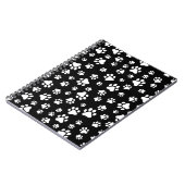 Muster von Paws, Paw Prints, Schwarz und Weiß Notizblock (Linke Seite)