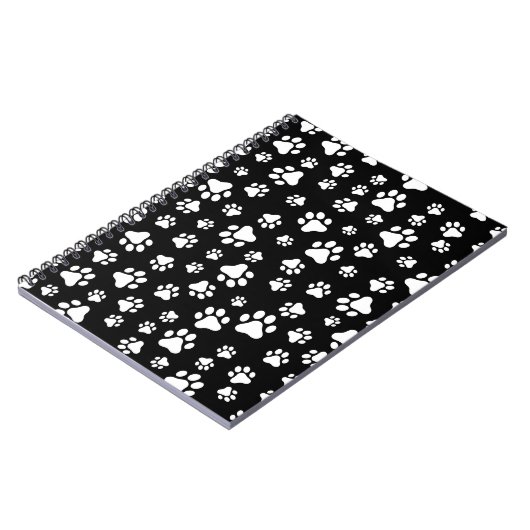 Muster von Paws, Paw Prints, Schwarz und Weiß Notizblock (Linke Seite)