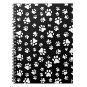 Muster von Paws, Paw Prints, Schwarz und Weiß Notizblock (Vorderseite)