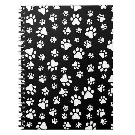 Muster von Paws, Paw Prints, Schwarz und Weiß Notizblock (Vorderseite)