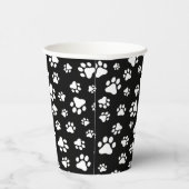 Muster von Paws, Paw Prints, Schwarz und Weiß Pappbecher (Rechts)