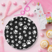 Muster von Paws, Paw Prints, Schwarz und Weiß Pappteller (Party)