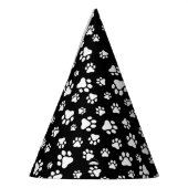 Muster von Paws, Paw Prints, Schwarz und Weiß Partyhütchen (Links)