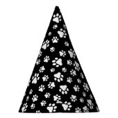 Muster von Paws, Paw Prints, Schwarz und Weiß Partyhütchen (Rechts)