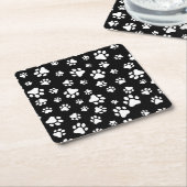 Muster von Paws, Paw Prints, Schwarz und Weiß Rechteckiger Pappuntersetzer (angewinkelt)