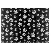 Muster von Paws, Paw Prints, Schwarz und Weiß Schneidebrett (Vorderseite)