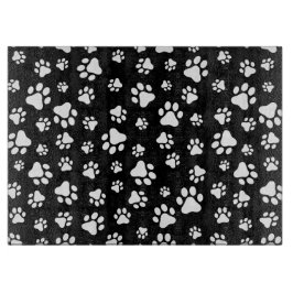 Muster von Paws, Paw Prints, Schwarz und Weiß Schneidebrett
