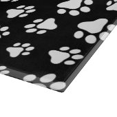 Muster von Paws, Paw Prints, Schwarz und Weiß Schneidebrett (Ecke)
