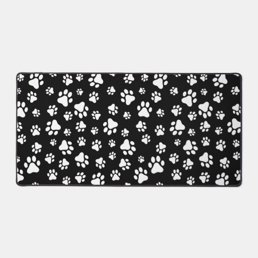Muster von Paws, Paw Prints, Schwarz und Weiß Schreibtischunterlage (Vorderseite)