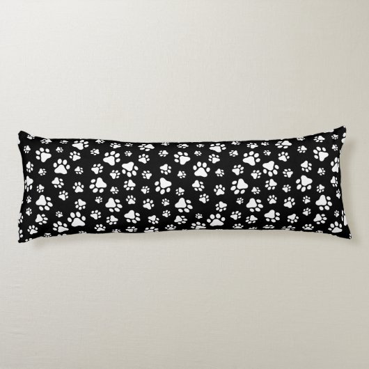 Muster von Paws, Paw Prints, Schwarz und Weiß Seitenschläferkissen (Rückseite)