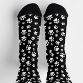 Muster von Paws, Paw Prints, Schwarz und Weiß Socken (Oben)