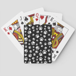 Muster von Paws, Paw Prints, Schwarz und Weiß Spielkarten