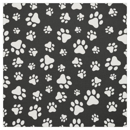 Muster von Paws, Paw Prints, Schwarz und Weiß Stoff (Muster)