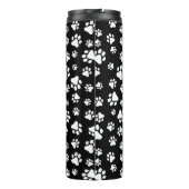 Muster von Paws, Paw Prints, Schwarz und Weiß Thermosbecher (Rückseite)