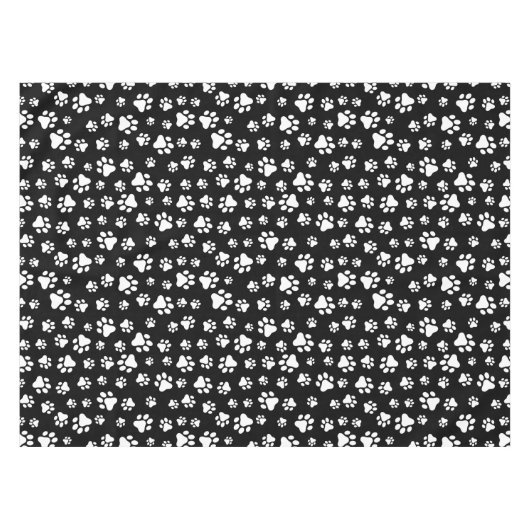 Muster von Paws, Paw Prints, Schwarz und Weiß Tischdecke (Vorderseite (Horizontal))