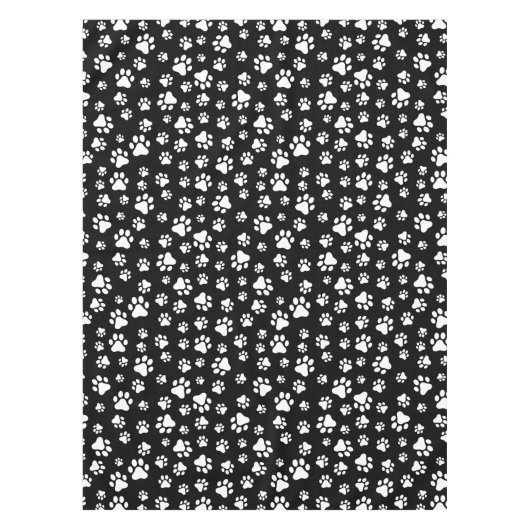 Muster von Paws, Paw Prints, Schwarz und Weiß Tischdecke (Vorderseite)