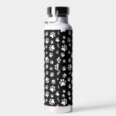 Muster von Paws, Paw Prints, Schwarz und Weiß Trinkflasche (Rechts)