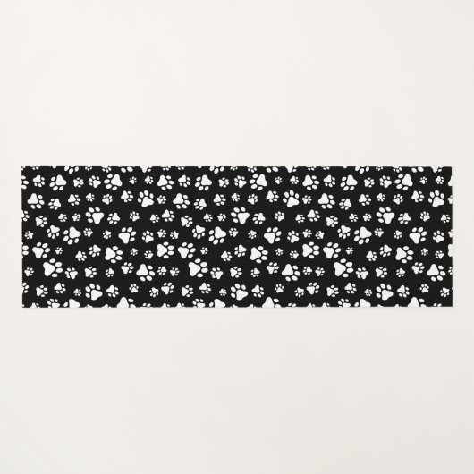 Muster von Paws, Paw Prints, Schwarz und Weiß Yogamatte (Rückseite (Horizontal))