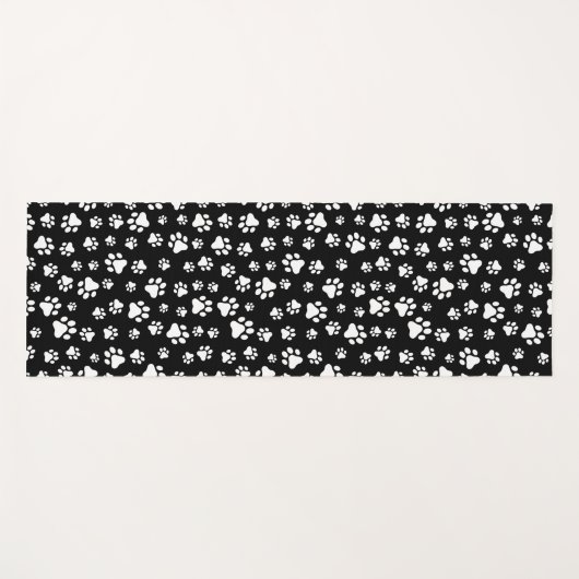Muster von Paws, Paw Prints, Schwarz und Weiß Yogamatte (Vorderseite (Horizontal))