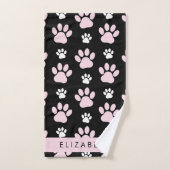Muster von Paws, rosa Paws, Dog Paws, Ihr Name Badhandtuch Set (Handtuch)