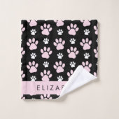 Muster von Paws, rosa Paws, Dog Paws, Ihr Name Badhandtuch Set (Waschlappen)
