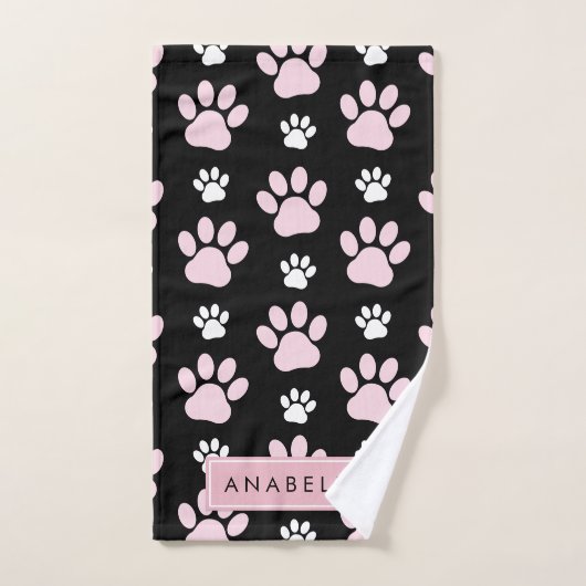 Muster von Paws, rosa Paws, Dog Paws, Ihr Name Badhandtuch Set (Handtuch)