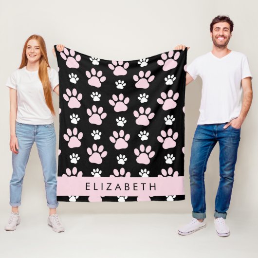 Muster von Paws, rosa Paws, Dog Paws, Ihr Name Fleecedecke (Beispiel)
