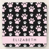 Muster von Paws, rosa Paws, Dog Paws, Ihr Name Getränkeuntersetzer (Vorderseite)