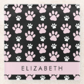 Muster von Paws, rosa Paws, Dog Paws, Ihr Name Glasuntersetzer (Vorderseite)