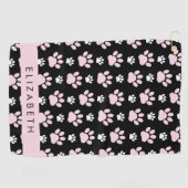 Muster von Paws, rosa Paws, Dog Paws, Ihr Name Golfhandtuch (Horizontal)