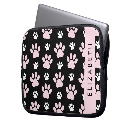 Muster von Paws, rosa Paws, Dog Paws, Ihr Name Laptopschutzhülle (Vorderseite Links)