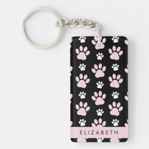 Muster von Paws, rosa Paws, Dog Paws, Ihr Name Schlüsselanhänger
