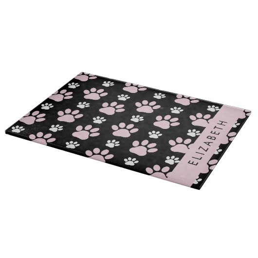 Muster von Paws, rosa Paws, Dog Paws, Ihr Name Schneidebrett (Ecke)