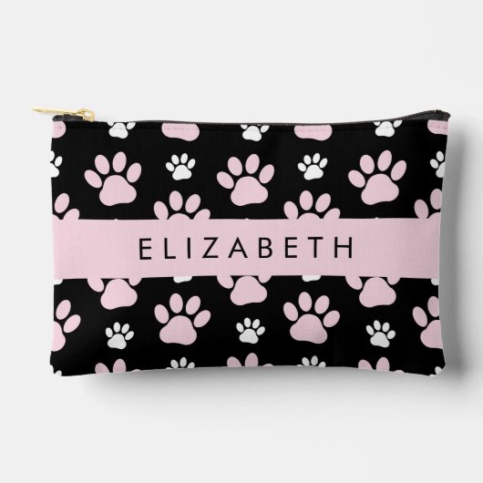 Muster von Paws, rosa Paws, Dog Paws, Ihr Name Zubehörtasche (Vorderseite)