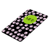 Muster von Paws, rosa Paws, Hundeschlitten, Monogr Magnet (Linke Seite)